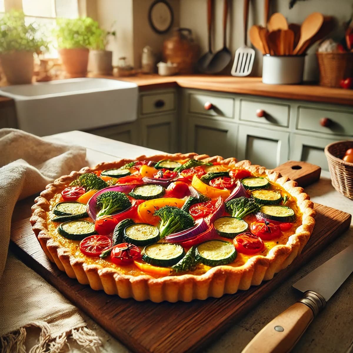 Celiaquía, tarta de verduras sin gluten con base crujiente y relleno de espinacas, pimientos y queso, ideal para celíacos que buscan un plato nutritivo y sabroso sin riesgo de contaminación cruzada.